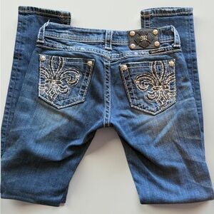 Miss Me Dark Wash Distressed Skinny Jeans – Size 26 - excellent condition!